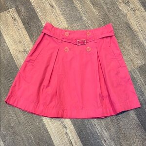Lilly Pulitzer Riley Pleated Skirt Solid Canvas Daiquiri Pink A-line Knee Women